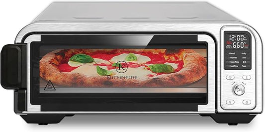 Kitchen Elite 8 in 1 Digital Toaster Oven Air Fryer Combo with Touch Panel and 12 Inch Pizza Capacity, Stainless Steel, Silver