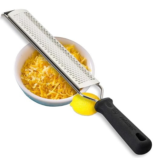 TableCraft 10979 PerfectGrip Grater/Zester, Stainless Steel Grater with Narrow Blade, Soft Non-Slip Handle, Ergonomic Design, Dishwasher Safe, NSF Listed, One Size, Silver