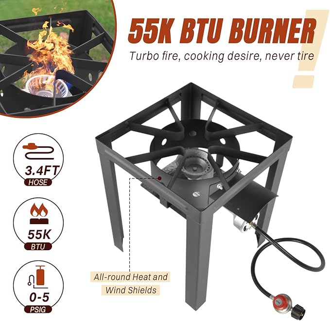 Hidpriva 30QT Turkey Fryer & 10QT Fish Fryer Kit, Waterproof Cover & 12-inch Skimmer, 55,000BTU Propane Burner Stove, Aluminum Turkey Fryer Pot, Outdoor Deep Fryer, Crawfish Boiler with Basket