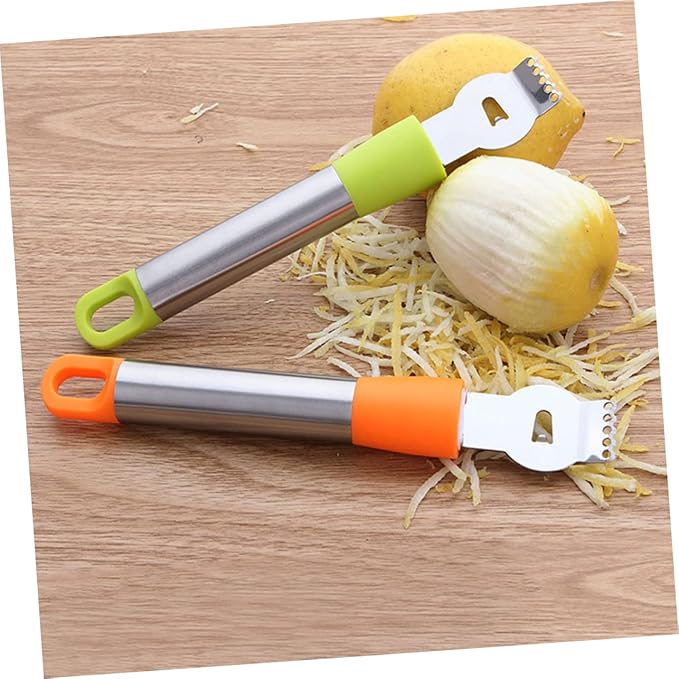 Healifty Stainless Steel Lemon Zester with Hanging Loop Multi Functional Citrus Grater and Peeler for Easy Slicing for Chocolate Cheese and Vegetables Random Color Random Color