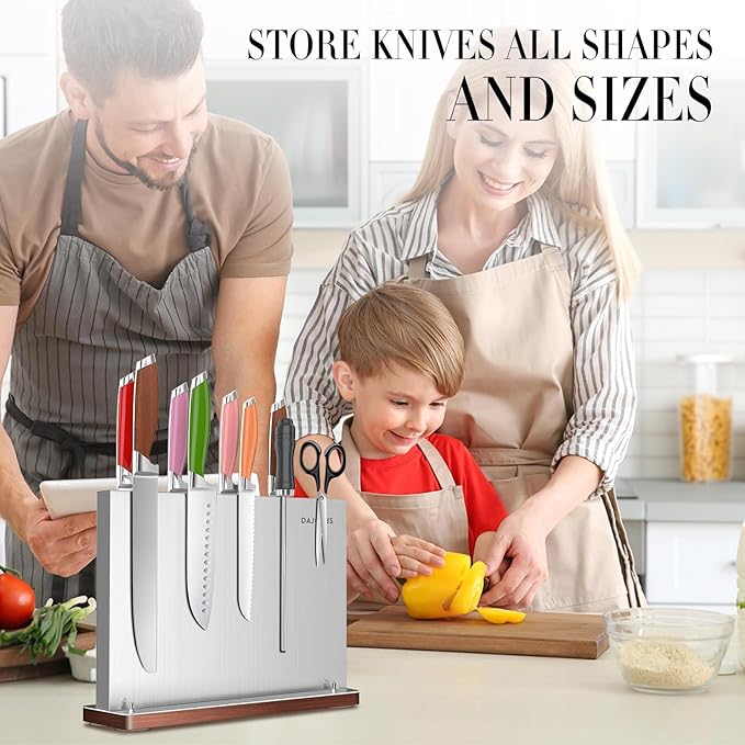 Magnetic Knife Block, Magnet Kitchen Knife Holder Stand with Strong Magnet Strip for Kitchen Counter