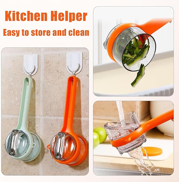 Upgrade Fruit & Vegetable Kitchen Peeler with Storage Box -Safe and Efficient Double-Sided Sharp Stainless Steel Blade,Easy to Clean Peeler with Box Storage,Mess-Free Vegetable & Fruit Prep(Green)