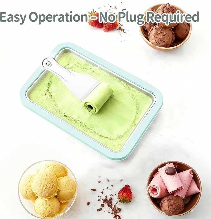 Rolled Ice Cream Maker, At-Home Instant Ice Cream Maker Machine Kit with 2 Spatulas, Homemade DIY for Fun Parent-Child Activities Families (White)