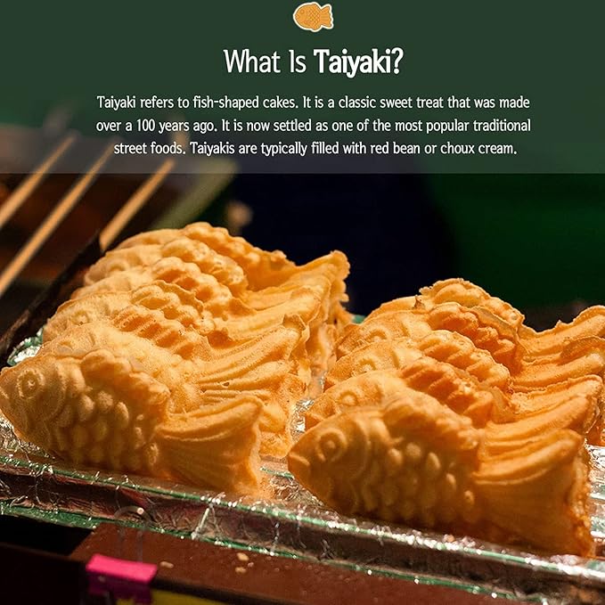 Taiyaki Fish Shape Cake Pan, Non Stick Waffle Cake Maker Pan with Long Handle Pancake Baking Double Pan Mold for Gas Stove Waffle Baking Mold for Home DIY Cooking Party