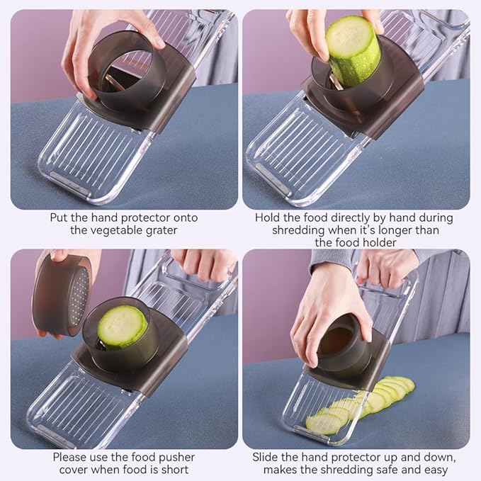 Multi-function 6 in 1 Mandoline Vegetable Fruit Manual Slicer/Shredder Chopper Shining Transparent Exquisite Thickened Plastic Board Kitchen Prep Tool