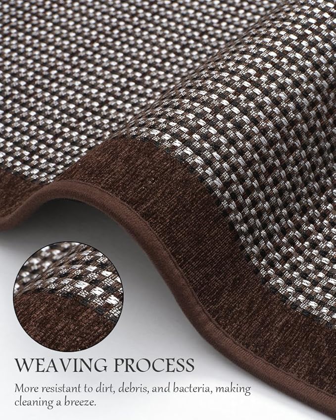 PADOOR Kitchen Rugs and Mats Non Skid Washable - Non Slip Absorbent Kitchen Runner Rugs for Floor, Machine Washable Standing Mats for in Front of Sink,Entryway,Entrance,Door(20"x32",Dark Brown)