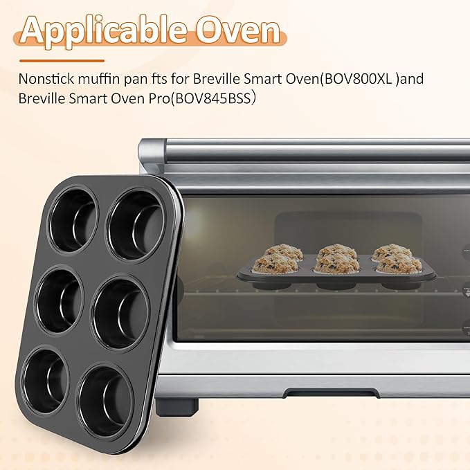 GYPNS Nonstick Cupcake Muffin Pan - for Breville Smart Oven BOV800XL & BOV845BSS, Convection Oven Mini Cupcake Pans(Carbon Steel)