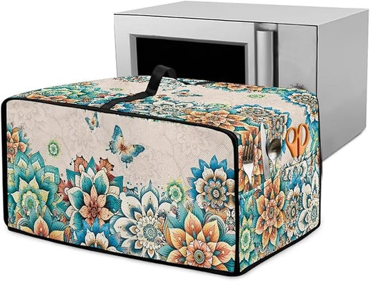 Doojoayie Small Appliance Cover 4 Slice Toaster Dust Protection Cover 18.5"x14.5"x 9" Bread Machine Protector Floral Print Gift for Mother, Wife, Women Cook