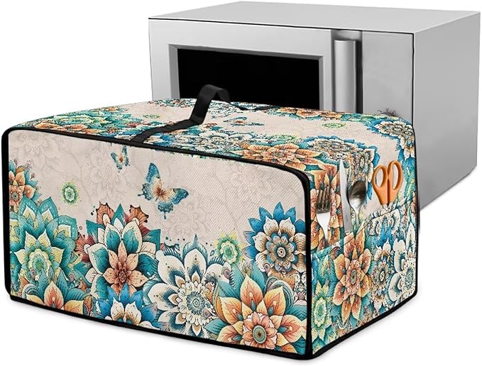 Doojoayie Small Appliance Cover 8 Slice Toaster Dust Protection Cover 22.5"x18.5"x 13" Bread Machine Protector Floral Print Gift for Mother, Wife, Women Cook