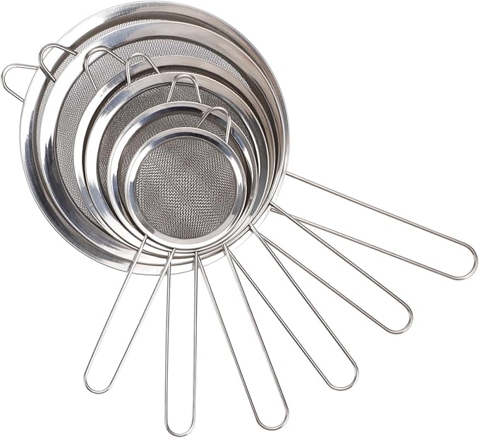 CEYAZYE 6Pcs Fine Mesh Strainers Set, Stainless Steel Colander, Sifters Sieves with Handles, Suitable for Sifting, Filtering Tea, Food, Juice, Pasta, Flour in Kitchen