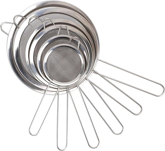 CEYAZYE 6Pcs Fine Mesh Strainers Set, Stainless Steel Colander, Sifters Sieves with Handles, Suitable for Sifting, Filtering Tea, Food, Juice, Pasta, Flour in Kitchen