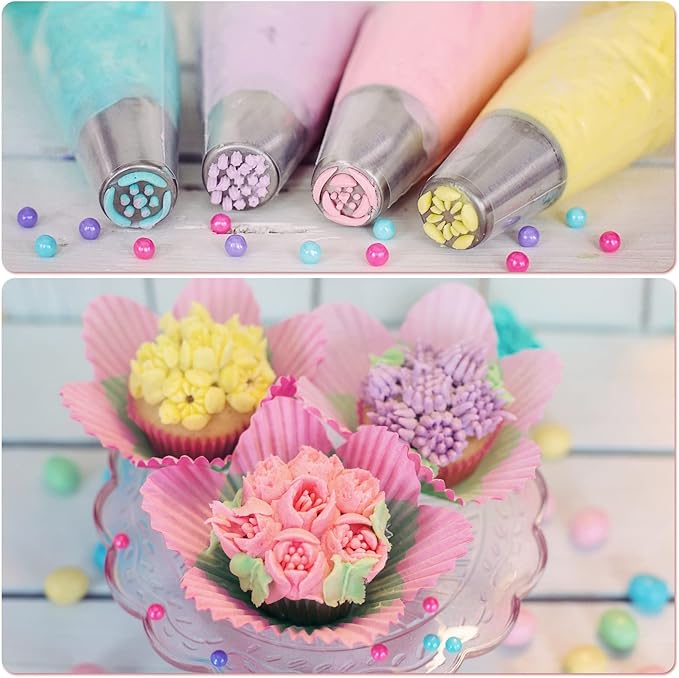 Cake Decorating Kit,Piping Bags and Tips Set,Cake Decorating Supplies,Frosting Piping Kit,Cake Baking Supplies for Beginners (488PS)