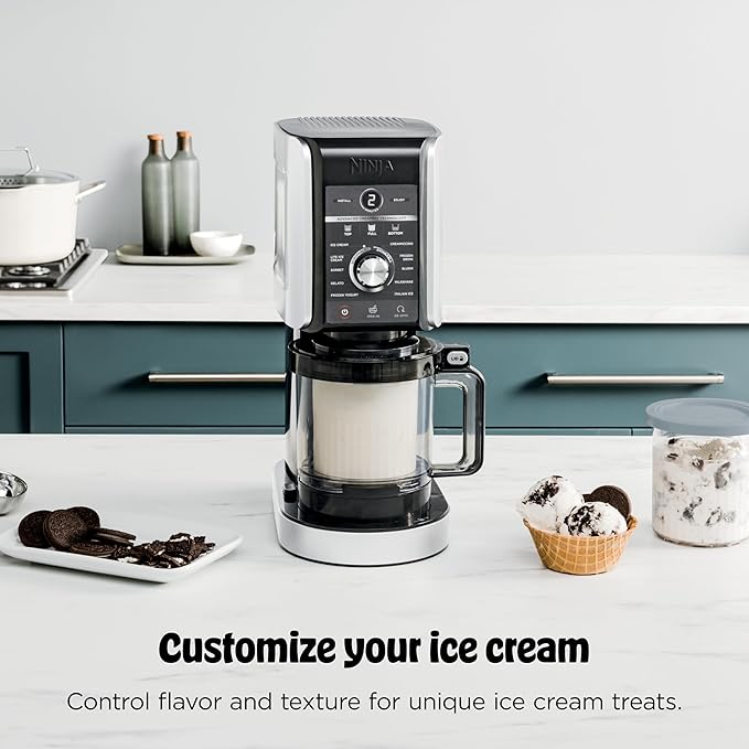 Ninja CREAMi Deluxe Ice Cream Maker, Treats and Frozen Desserts, Sorbet, Milkshakes, Yogurt and More, 11-in-1 Programs, XL Capacity, Includes Two 24-oz Family-Size Tubs, Silver, NC501