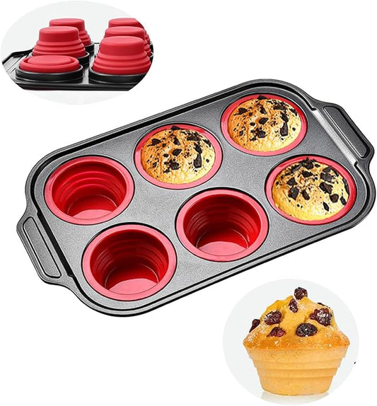 YiYeraio Silicone Muffin Pan, 6 Cups Muffin Pans for Baking with Metal Frame, Cupcake Pan, Egg Bite Molds, Muffin Tin Tray Easy to Pop Nonstick Non Toxic Bakeware for Oven