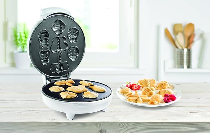 The Original Creepy Crawly Bug Waffle Maker- 7 Fun Different Insect Shaped Pancakes- Butterfly Lady Bug Bee & More- Electric Nonstick Waffler Iron, Morning Breakfast Treat, Kids Easter Basket Stuffer