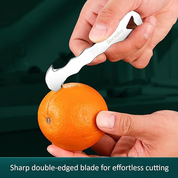 Orange Peeler Tool & Citrus Peeler, 304 Stainless Steel Effortless Fruit Peeler Peel Skin Remover for Oranges, Grapefruits, Lemons, Ergonomic Safe Cutter & Slicer