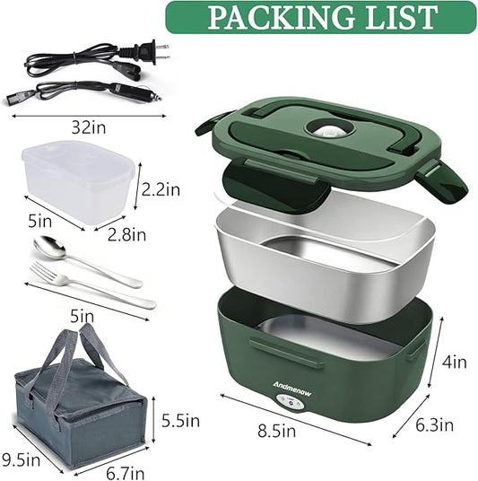 Electric Lunch Box for Adults,80W Heated Lunch Box-1.5L Electric Food Warmers,Portable Food Warmer for Travel & Work,Warming Soup & Reheat,Loncheras para Hombres de Trabajo,1*Container