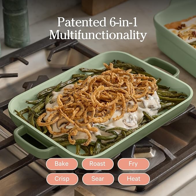Our Place Mini Griddle Pan | 9" (2 Qt) Nonstick Ceramic Griddle Pan for Stovetop & Oven | PFAS-Free, Oven-Safe up to 450°F, Easy-Grip Handles | Sage