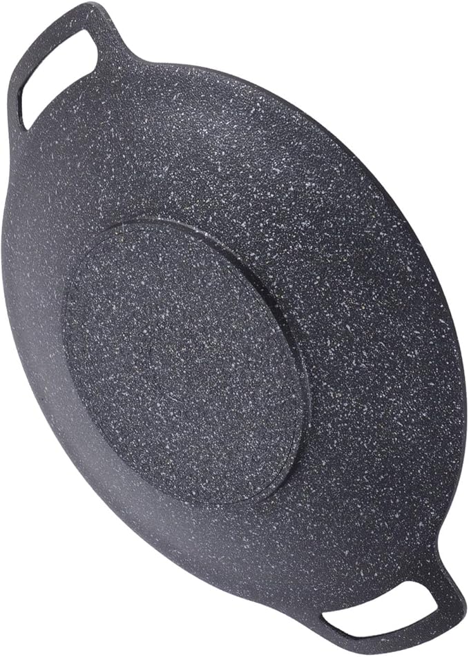 Korean Grill Pan with Non Stick Coating BBQ Griddle for Indoor and Outdoor Cooking Black (34cm)