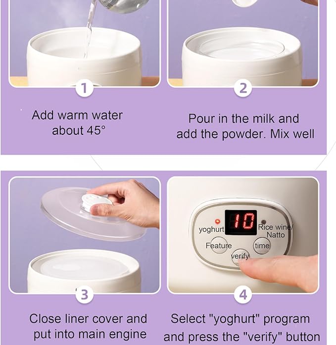 Yogurt Machine, Automatic and Portable, with a Transparent and Visible Glass Inner Container, Real-time Display Screen, Suitable for Making Yogurt, Rice Wine, and Natto