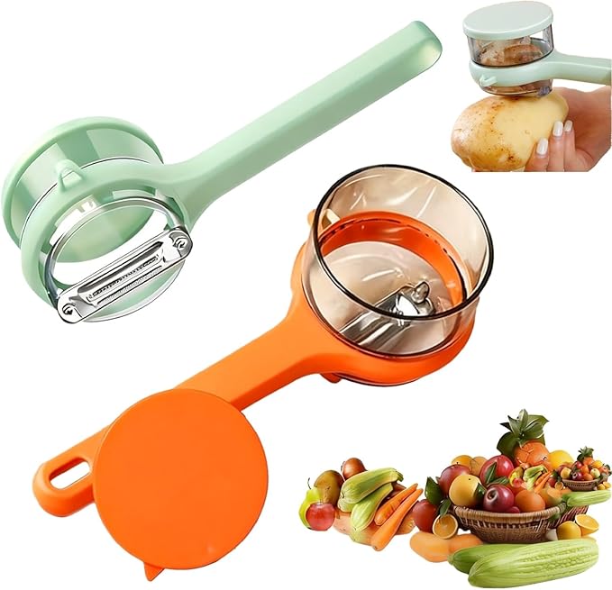 2PCS Upgrade Fruit Vegetable Peeler with Container, 2026 New Special Potato Peelers for Kitchen, Double-Sided Stainless Steel Apple Peeler with Box Storage
