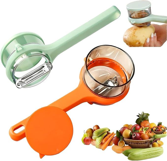 2PCS Upgrade Fruit Vegetable Peeler with Container, 2026 New Special Potato Peelers for Kitchen, Double-Sided Stainless Steel Apple Peeler with Box Storage
