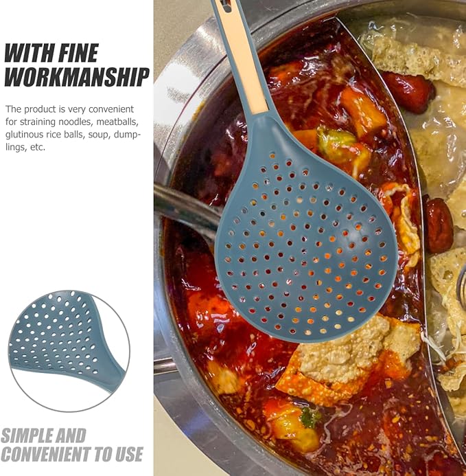 Long Handle Spoon Ladle 13.78 Inch Heatproof Abs Skimmer Strainer for Kitchen Cooking Ramen Noodle Dumplings Hot Pot