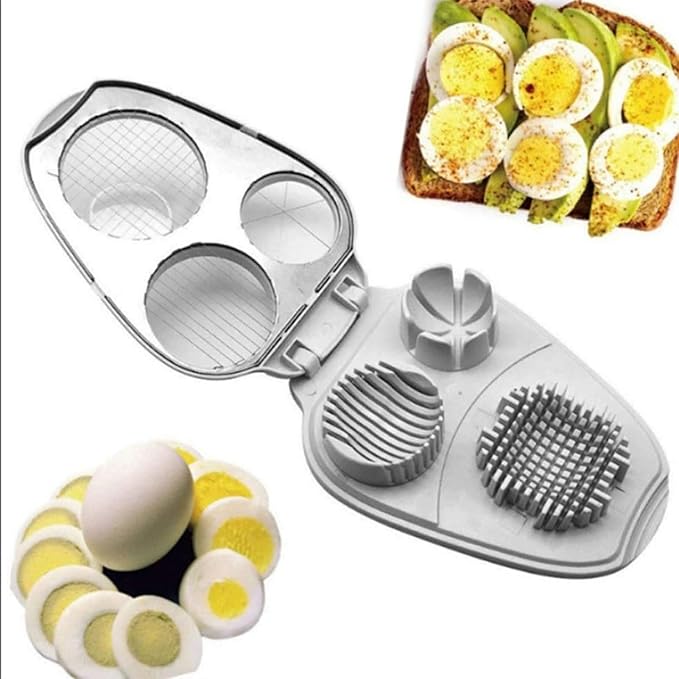 3 Way Egg Slicer for Hard Boiled Eggs, 2026 Heavy Duty Stainless Steel Egg Cutter with 3 Slice Modes, Multipurpose Dicer for Strawberry, Mushroom & Fruit, Kitchen Tool, Dishwasher Safe
