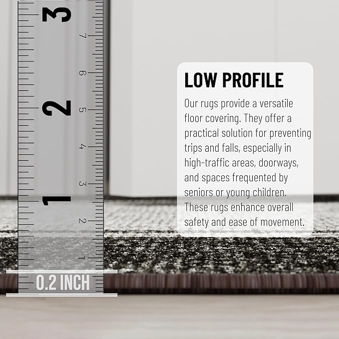 Ottomanson 3-Piece Kitchen Rug Set - Non Slip Runner & Washable Mat - 1'11" x 3' + 1'11" x 4' + 1'11"' x 5' - Durable, Stain Resistant for Entryway, Bedroom and Bathroom, Border Brown