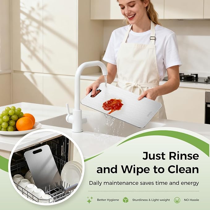 Titanium Cutting Board Set of 3, Titanium Cutting Boards for Kitchen, 100% Double-Sided Titanium Cutting Boards, Separate Raw and Cooked Food Areas, Non-Toxic, Dishwasher Safe (S+ M + L)