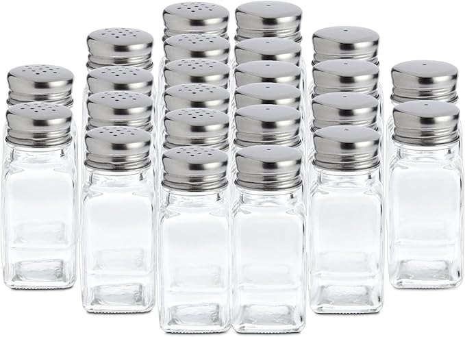 Juvale 24 Pack Glass Salt and Pepper Shakers Bulk Set - Restaurant Salt and Pepper Shakers - Spice Containers for Restaurant (2 Oz, Clear)