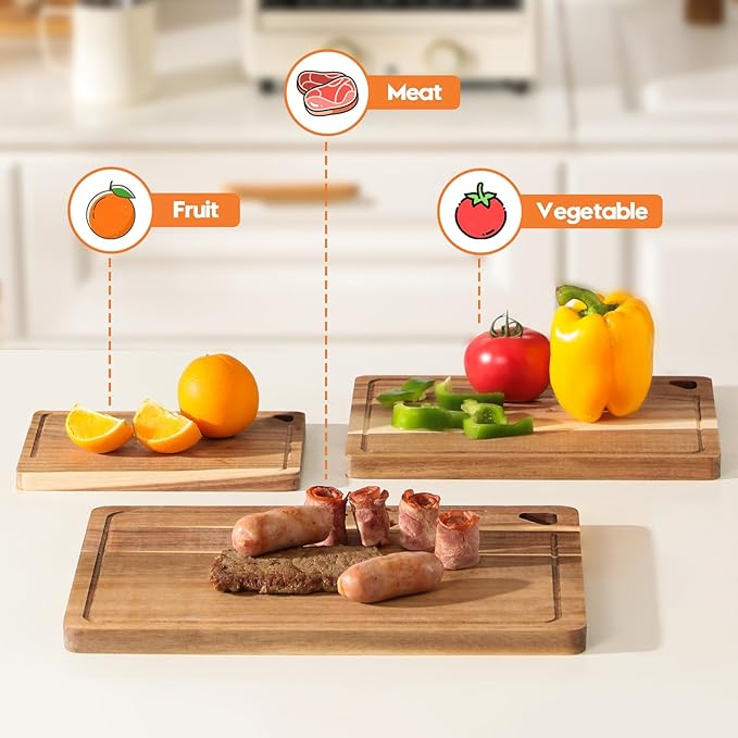 Small Acacia Wood Cutting Boards for Kitchen with Hanging–Mini Wooden Cutting Board for Vegetables, 1-S (1)