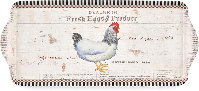 Pimpernel On The Farm Rectangular Melamine Tray – (14.5" x 6.25") Rustic Farmhouse Serving Platter, Durable Decorative Kitchen Piece for Snacks, Appetizers, Beverages, Dining & Parties