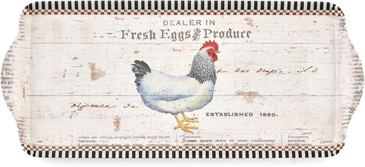 Pimpernel On The Farm Rectangular Melamine Tray – (14.5" x 6.25") Rustic Farmhouse Serving Platter, Durable Decorative Kitchen Piece for Snacks, Appetizers, Beverages, Dining & Parties