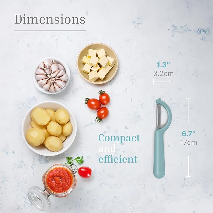 Swivel Vegetable Peeler with Built-in Eye Remover – Stainless Steel Blade with Comfortable Handle, Fruit and Vegetable Slicer, Potato and Carrot Cutter – Kitchen Tools & Accessories – Pastel Blue