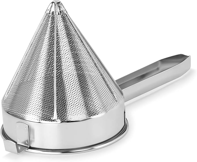 Soro Essentials- 8" Stainless Steel China Cap Strainer Fine Mesh- Cone Shaped Strainers Food Strainer Juice Strainer Kitchen Tools Food Strainer for Straining Seeds Beans Sauces Home Kitchen