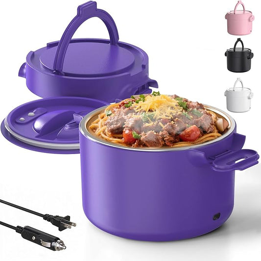 Electric Lunch Box, 33OZ Portable Food Warmer | 100W Rapid Heating & Leak-Proof 304 Stainless Steel | 3-in-1(Car 12V/24V & Home 110V) | Perfect for Work/Travel,On-the-Go,Ideal Gift for Men & Women