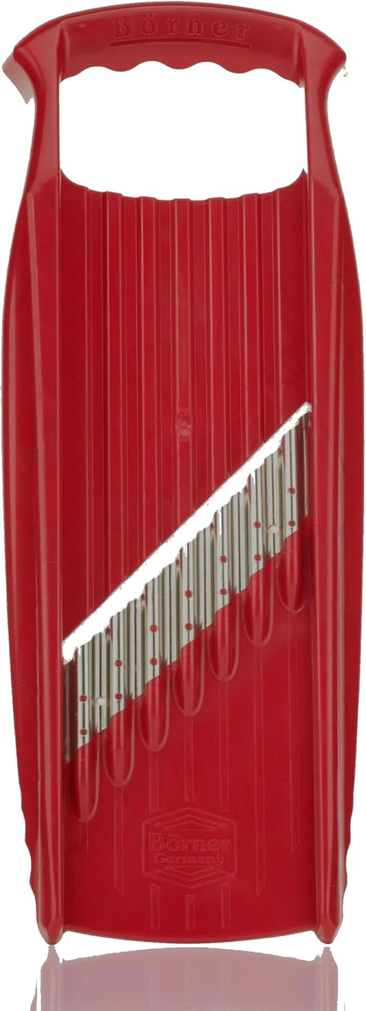 Börner by Reston Lloyd Wave-Waffle XXL Power Line • Crinkle Cut/Spirelli Vegetable Slicer • Slicer for Wave Waffle Cut Vegetables • Wavy French Fries • Made in Germany, Red