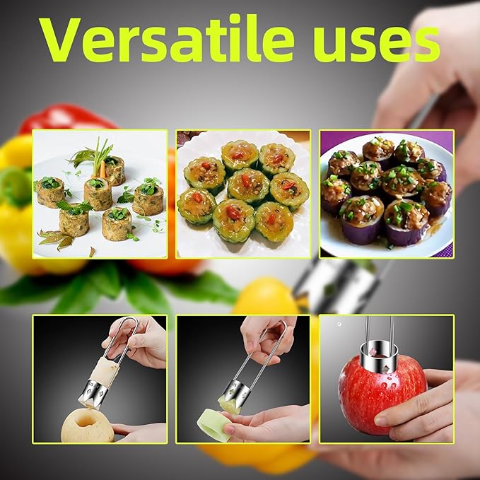 Aerbee Red Bell Pepper Corer - 304 Stainless Steel Apple & Pepper Core Remover, Designed for a Wide Range of Fruits and Vegetables, Core Remover Easy Kitchen Gadgets