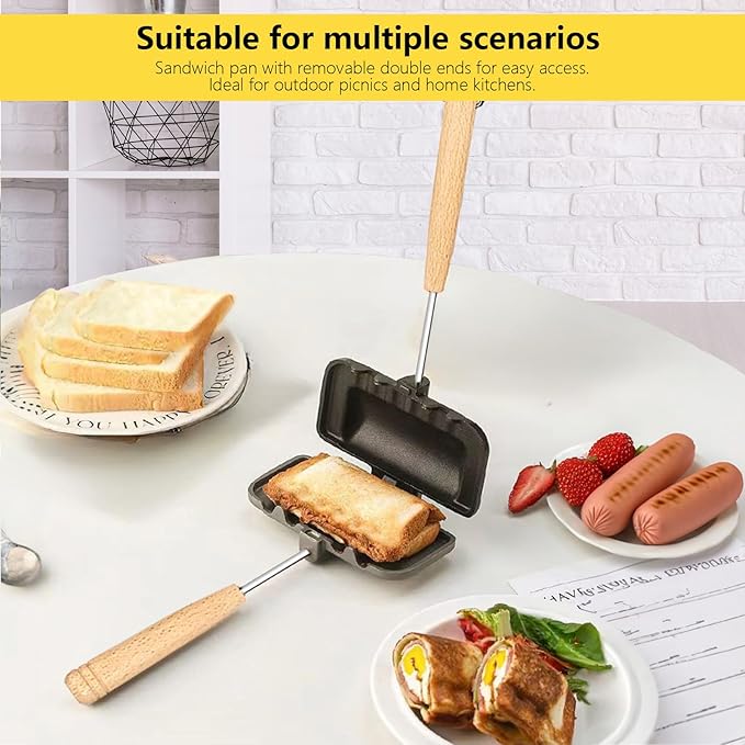Portable Hot Sandwich Maker - Ideal for Home & Outdoor Use, Sandwich & Hobo Pie Maker, Breakfast Skillet Flip Pan