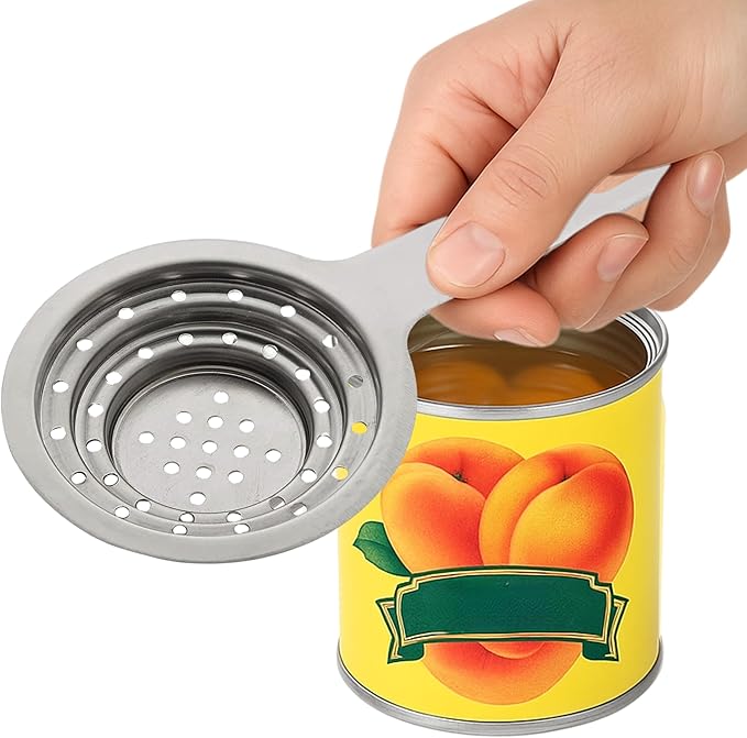 Multipurpose Universal Food Grade Stainless Steel Can Strainer – Can Colander Stainless Steel with Handle for Small and Large Cans Vegetable Fruit Tuna Can Colander Small