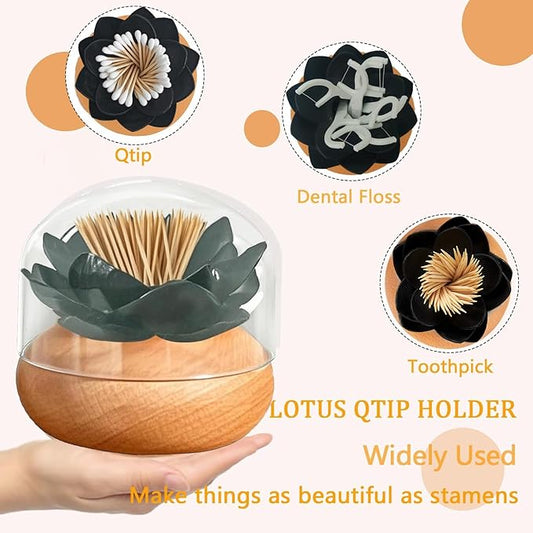 Toothpick Holders Wood Toothpick Dispenser, Tooth Picks Wooden Holders Black Decorative for Kitchen Bathroom Accessories Cute Gifts -with 80 Toothpick (Black)