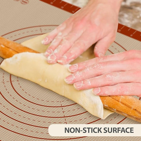 Pastry Mat, 0.7mm Extra Thick 26 x 16 Inches Large Non Stick Silicone Baking Pad, Pie Crust Rolling Supplies for Making Christmas Cookies Bread, Easy to Clean