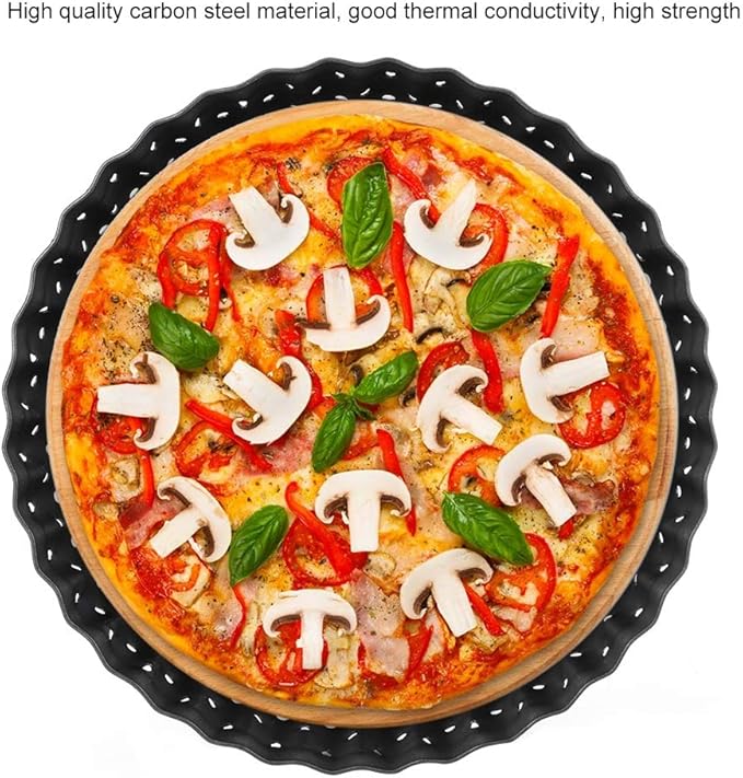 Agatige Pizza Pan with Holes for Oven, Non-stick Bakeware Pizza Tray Black Pizza Pan with Removable Bottom for Make Kinds of Pizzas or Pies (5 in)