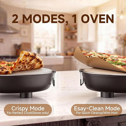 SEMSCHEF 12-Inch CrustyBake Beginner's Ceramic Stone Pizza Oven: Quick 800°F Heating, Easy-Clean Design, Recipe Book & All Tools Included - Perfect for First-Time Pizza Makers at Home