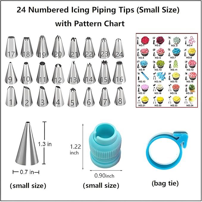 193 Pcs Cake Decorating Kit with Cake Turntable,Leveler,24 Numbered Icing Tips,2 Spatulas,2 Couplers,3 Scrapers,50 Pastry Bags,50 Paper Cupcake Liners,50 Cake Flags & More Baking Tools, (Blue)