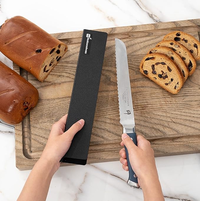 Sensei 12 x 2 Inch Knife Sleeve, 1 Knife Protector - Fits Chef Knife, Felt Lining, Black Plastic Knife Blade Guard, Durable, Cut-Proof - Restaurantware