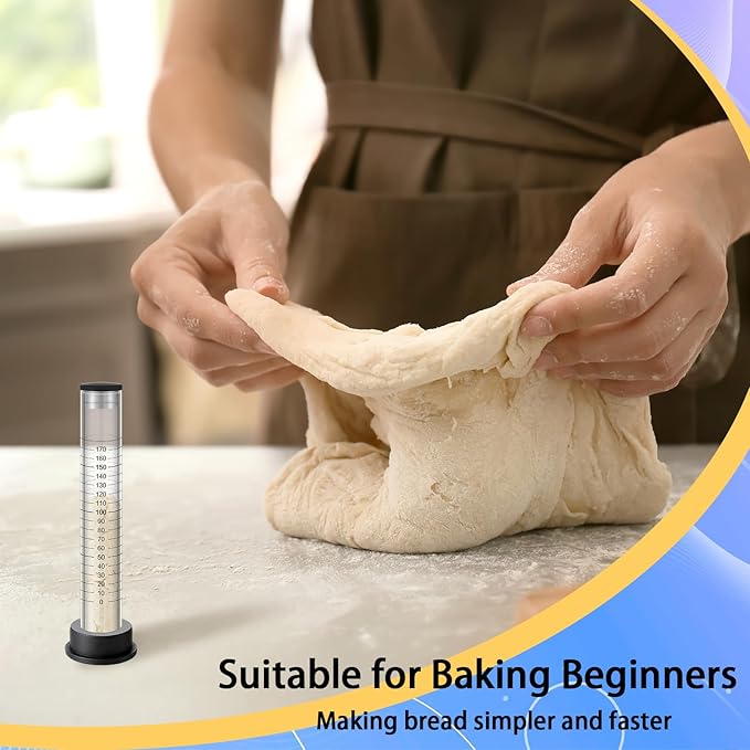 Yungyan Sourdough Aliquot Jar Kit Fermentation Tracker Sourdough Starter Tube Baking Supplies with Graduated Glass Tube Silicone Stopper Pump Cleaning Brush for Bread Proof Baking(Black)