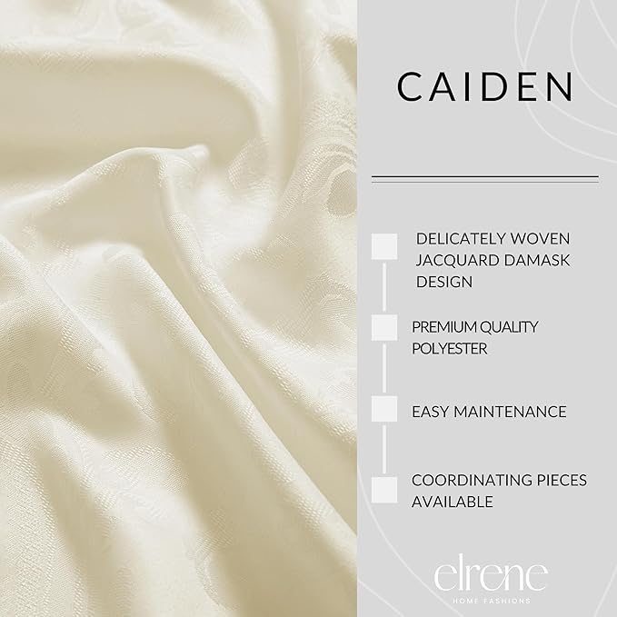 Elrene Home Fashions Caiden Elegance Damask Fabric Napkins (Set of 4), 17" x 17", Ivory