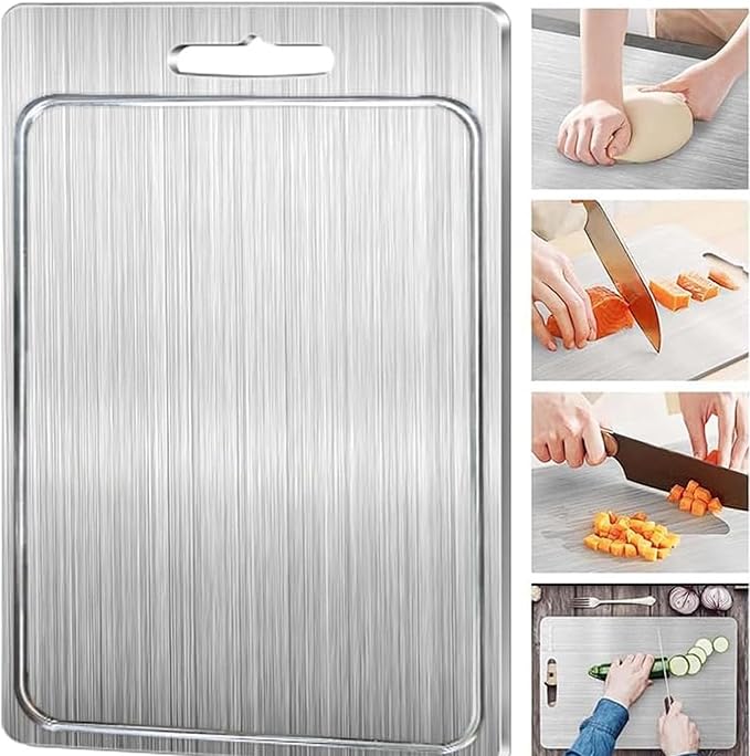 Titanium Cutting Board for Kitchen with Juice Groove， Dishwasher Safe Chopping Boards， Bpa-Free Chopping Board,for Home Counter Outdoor Camping Housewarming Gifts for Women (18inx12in)